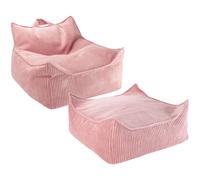 Fauteuil pouf et repose-pieds Pink Mousse velours côtelé