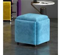 Fauteuil Pouf gigogne 5 en 1, unité gigogne, siège Cube empilable, Repose-Pieds à roulettes, Meuble léger pour Chambre, Salon, Salle à Manger (Bleu Clair, Grand Format)