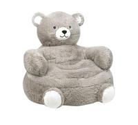 Lovely Casa Pouf rond Leo peluche ours enfant gris 45x45x45 cm polyester moelleux