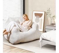 Fauteuil Pouf Poire Adulte Enfant - RELAX4LIFE - en Velours - Accoudoirs - Canapé Moelleux Ultra-Doux - Fond Antidérapant -Beige