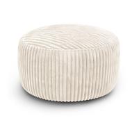 Fauteuil pouf rond 4FT en corduroy blanc remplissage mousse à mémoire intérieur