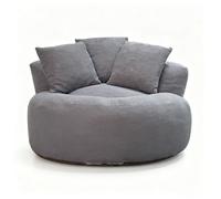 Fauteuil pouf rond en corduroy gris rembourrage mousse sans montage pour intérieur