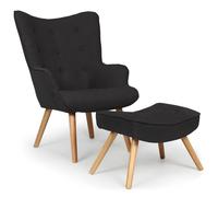 Fauteuil & Pouf Scandinave "Orle" 98cm Noir
