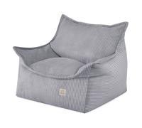 Fauteuil Pouf Siège Poire pour Bébé Enfants pour la Chambre d'Enfant MISIOO Roya Velours Côtelé Gris 80x73x58 cm