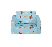 VEVOR Fauteuil pour enfants pliable, canapé pour enfants 2 en 1, en éponge 25D haute densité et housse en tissu imprimé peau de pêche, meuble de salle de jeux, sofa tout-petits, motif de Noël, bleu