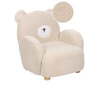 Fauteuil pour Enfant en Forme d'Ours à Fourrure Synthétique Beige et Bois d