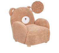 Fauteuil pour Enfant en Forme d'Ours à Fourrure Synthétique Marron et Bois