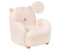 Fauteuil pour Enfants en Bou n Forme de Chat Rembourré Blanc Cassé Zoar