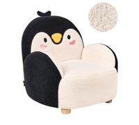 Fauteuil pour Enfants en Bou n Forme de Pingouin Rembourré Noir Fyn