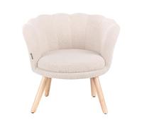 Fauteuil pour Enfants en Bouclé Rembourré avec Pieds en Bois Beige Clair Halby