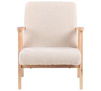 Fauteuil pour Enfants en Bouclé Rembourré avec Pieds en Bois Beige Clair Linde