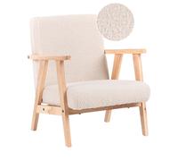 Fauteuil pour Enfants en Bouclé Rembourré avec Pieds en Bois Beige Clair Linde