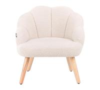 Fauteuil pour Enfants en Bouclé Rembourré avec Pieds en Bois Beige Clair Miland
