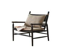 Fauteuil pour Le Salon Rope Woven Backrest Sofa Chair Household Hemp Rope Solid Wood Sofa Chair Balcony Fauteuil d'appoint rembourré Moderne(Noir)