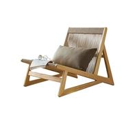 Fauteuil pour Le Salon Solid Wood Sofa Chair Living Room Household Rope Woven Recliner Modern Balcony Back Chair Fauteuil d'appoint rembourré Moderne(Natural)