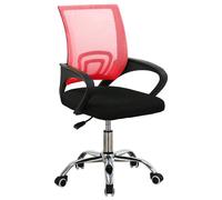 BAKAJI - Fauteuil de Bureau présidentiel en Tissu à Maille Respirante et Base à 5 Branches en Acier, Rotation à 360 degrés, Hauteur réglable, ameublement de Maison, Chambre (Rouge)