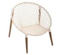 Atmosphera – Fauteuil Raina en teck tressé et coton blanc