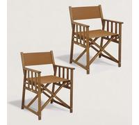 Fauteuil réalisateur en Bois Joy - Lot de 2 Fauteuils livrés montés par Lot de 2 Légers et Pratiques Tissu Spun Polyester 320g Doux et déperlant Brun Terre de Sienne
