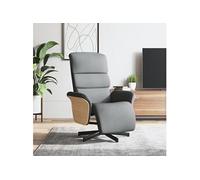 Fauteuil réglable avec repose-pieds tissu gris clair