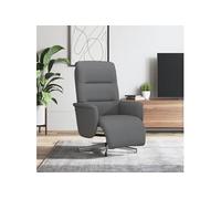 Fauteuil réglable avec repose-pieds tissu gris foncé