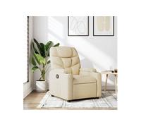 vidaXL Fauteuil inclinable Chaise relaxation porte-gobelets dossier et accoudoirs tissu crème