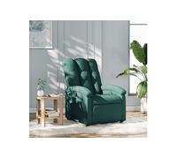 vidaXL Fauteuil inclinable Chaise de relaxation avec dossier et repose-pied Tissu vert foncé