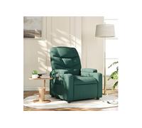 vidaXL Fauteuil inclinable 372447 – Porte-gobelets, dossier et accoudoirs, tissu vert foncé