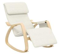 Fauteuil relax à bascule - HOMCOM - fauteuil allaitement avec repose-pieds réglable, poche latérale et appui-tête, blanc crème