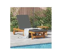 vidaXL Fauteuil relax en bois massif avec roulettes et coussin gris foncé