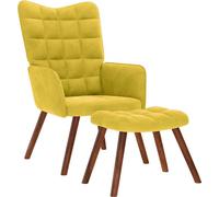 Fauteuil relax avec pouf Jaune velours