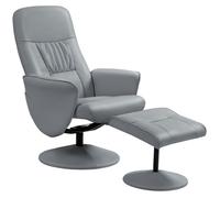 Fauteuil relax avec repose-pied - HOMCOM - pivotant 360° et dossier inclinable - revêtement synthétique métal - 76x81x101cm - gris