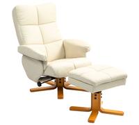 Fauteuil relax avec repose-pied - HOMCOM - pivotant à 360°, dossier inclinable - PU - 80 x 86 x 99 cm - crème