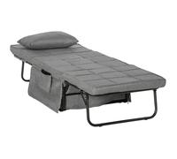 Fauteuil Relax Canapé Pouf Lit D'appoint 4 En 1 Dossier Inclinable 5 Niveaux Repose-Pied Rabattable Châssis Acier Noir Polyester Gris Gris