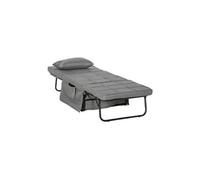 Fauteuil relax canapé pouf lit d'appoint 4 en 1 dossier inclinable 5 niveaux repose-pied rabattable châssis acier noir polyester gris