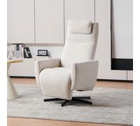 Fauteuil relax confortable avec fonction d'inclinaison, avec socle pivotant et dossier réglable, 67x80,5x110 cm, Beige