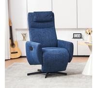 Fauteuil relax confortable avec fonction d'inclinaison, avec socle pivotant et dossier réglable, 67x80,5x110 cm, Bleu