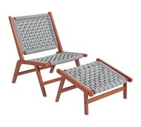 Fauteuil Relax De Jardin Avec Repose-Pied Bois Acacia Résine Grise Gris
