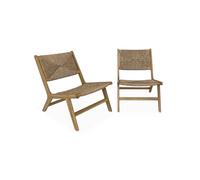 Fauteuil relax de jardin bois d'acacia et résine (lot de 2) LOREDO X2