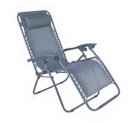 Fauteuil relax de jardin en acier et textilène inclinable bleu foncé - Oviala