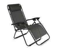 Oviala Fauteuil Relax de Jardin en Acier et textilène inclinable Gris