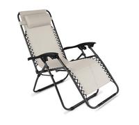 Fauteuil relax de jardin en acier et textilène inclinable taupe - Oviala