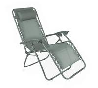 Fauteuil relax de jardin en acier et textilène inclinable vert gris - Oviala