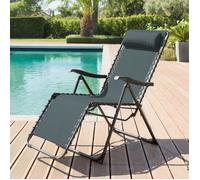 Fauteuil relax de jardin ""Silos"" bleu canard en acier traité époxy - Hespéride
