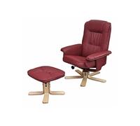 Fauteuil relax /de relaxation M56 avec pouf, simili-cuir, bordeaux