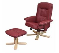Fauteuil relax /de relaxation M56 avec pouf, simili-cuir, bordeaux