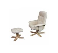 Fauteuil relax /de relaxation M56 avec pouf, simili-cuir, crème