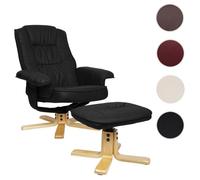 Fauteuil relax /de relaxation M56 avec pouf, simili-cuir, noir