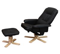 Fauteuil relax /de relaxation M56 avec pouf, simili-cuir, noir Multicolore