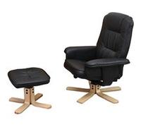 Fauteuil relax /de relaxation M56 avec pouf, simili-cuir, noir Noir G