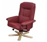 Fauteuil de télé M56, fauteuil de relaxation sans tabouret, similicuir bordeaux